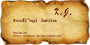 Kozányi Janina névjegykártya