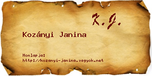 Kozányi Janina névjegykártya